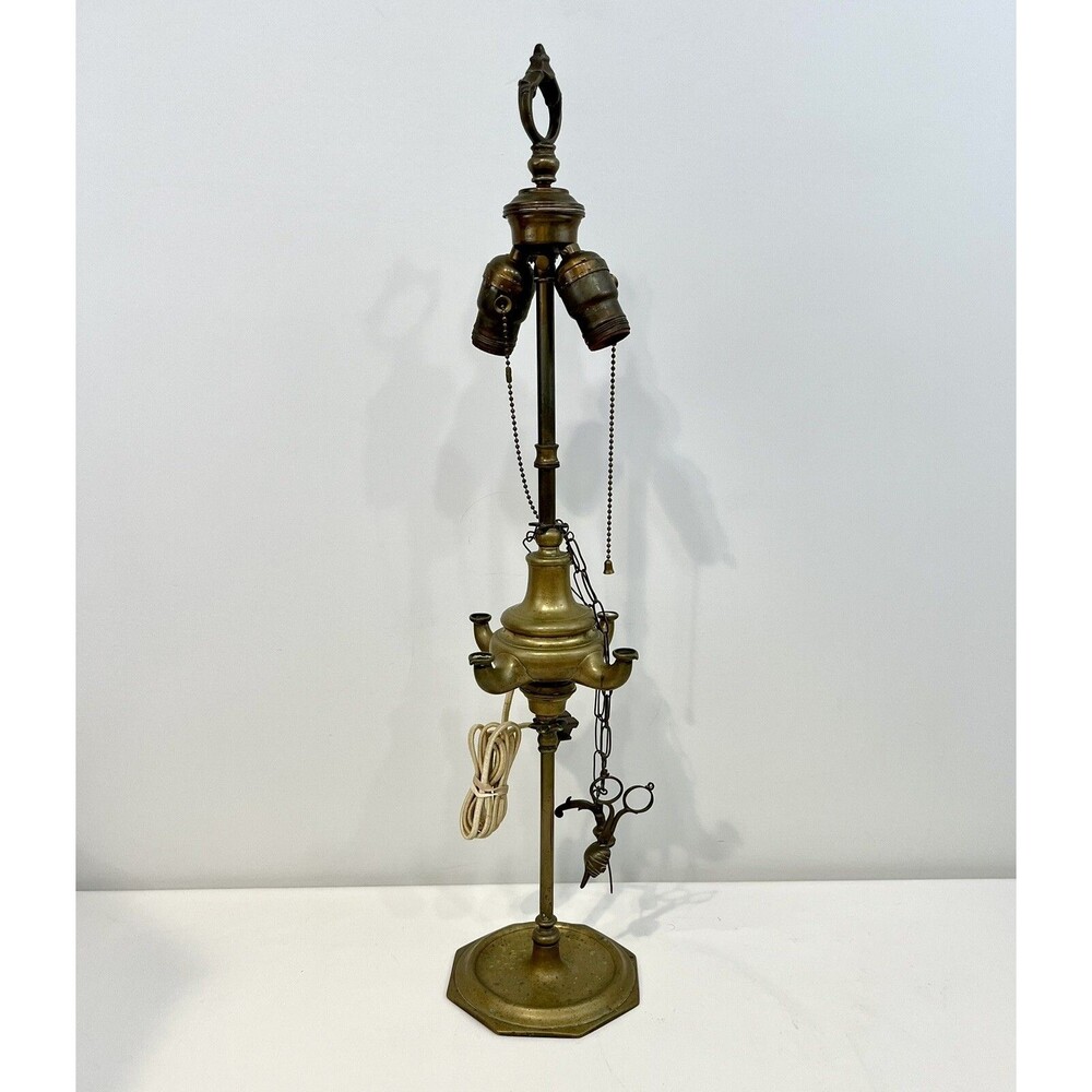 Italian Brass Lucerne Oil Lamp, Electrified Lamp Light Antique 1800’s